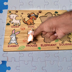 Wooden Animal Puzzle Educational Learning Board | Inventive Play - Front View