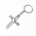 ALVENZA Metal Cross Keychain – Gujarati Jesus Script for Spiritual Style