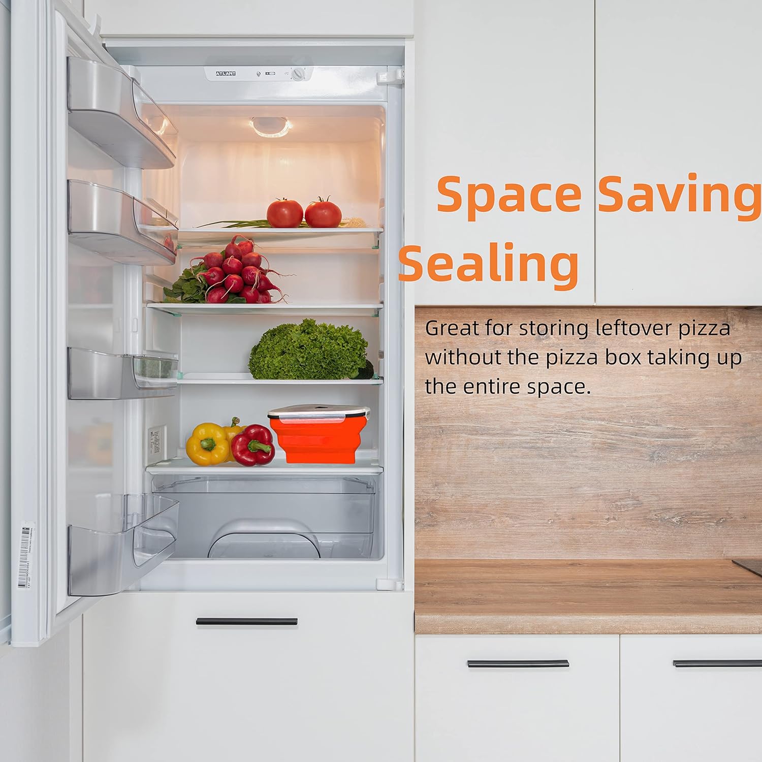 Pizza Storage Container Expandable Silicone Box with 5 Trays | Tidy Table - Detail View 7