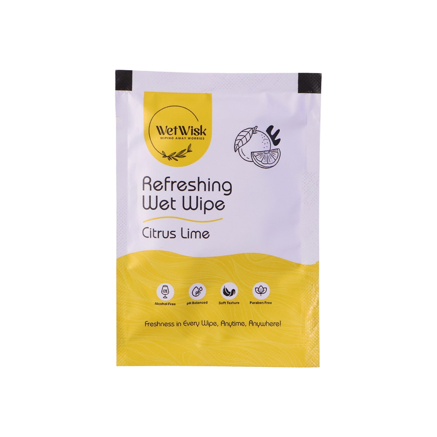 Citrus Lime Wet Wipes Refreshing & Gentle Face, Hand & Body Cleansing - Back View