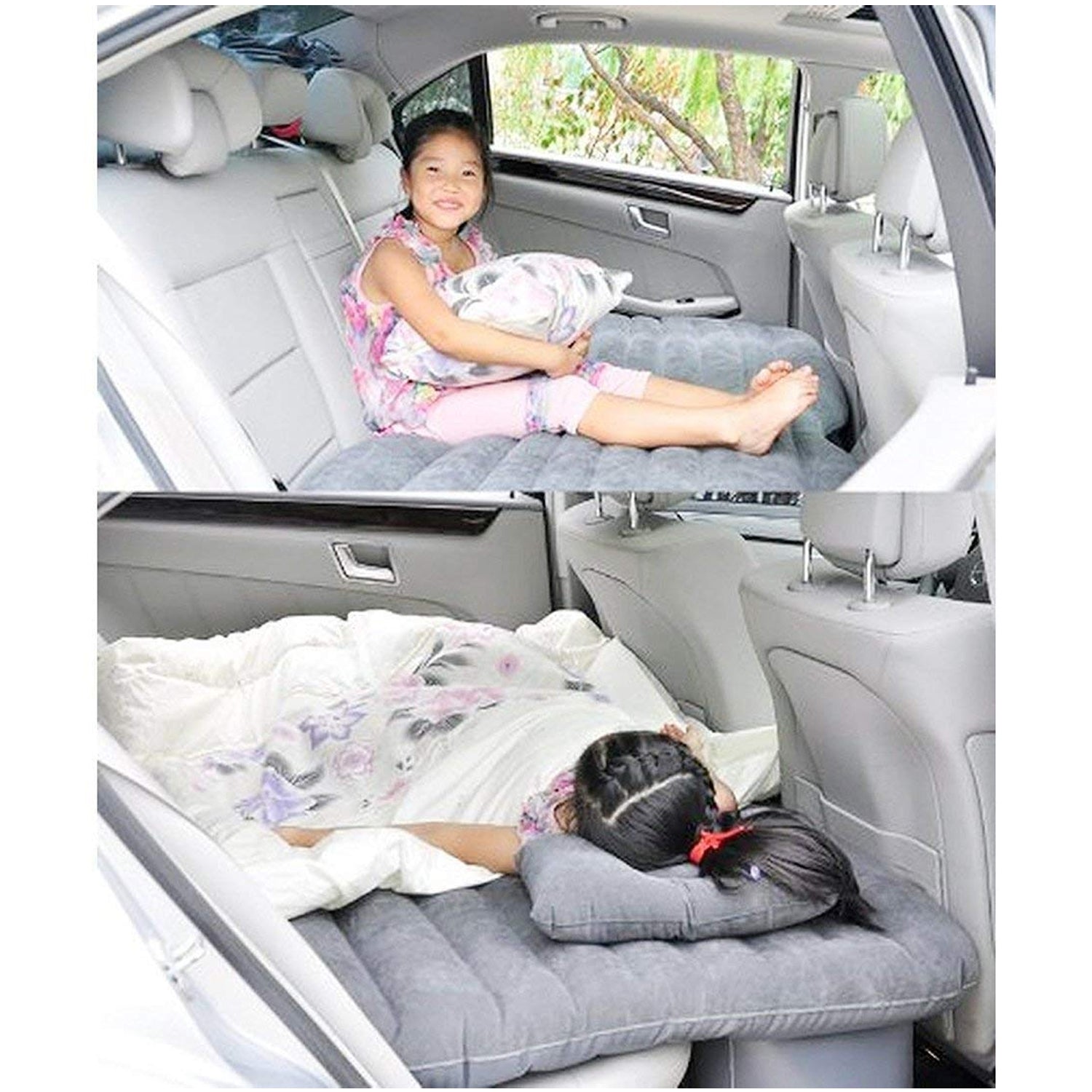 ALVENZA Inflatable Car Bed – Portable Travel Mattress Kit | Velvet Wheels, Car Sofa