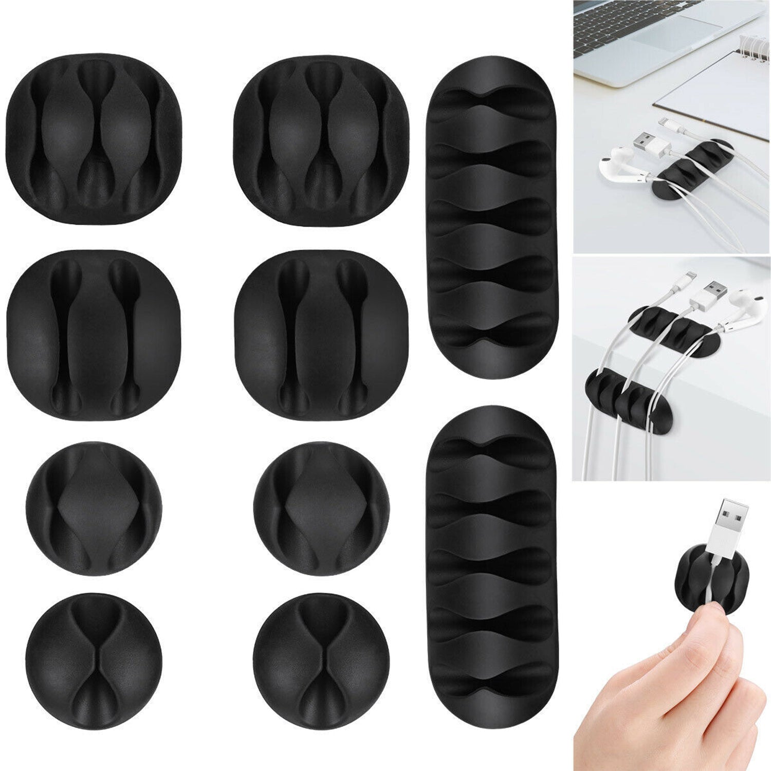 ALVENZA Cable Organiser Clips – Self-Adhesive Wire Management (10 Pc) | DigixDrive