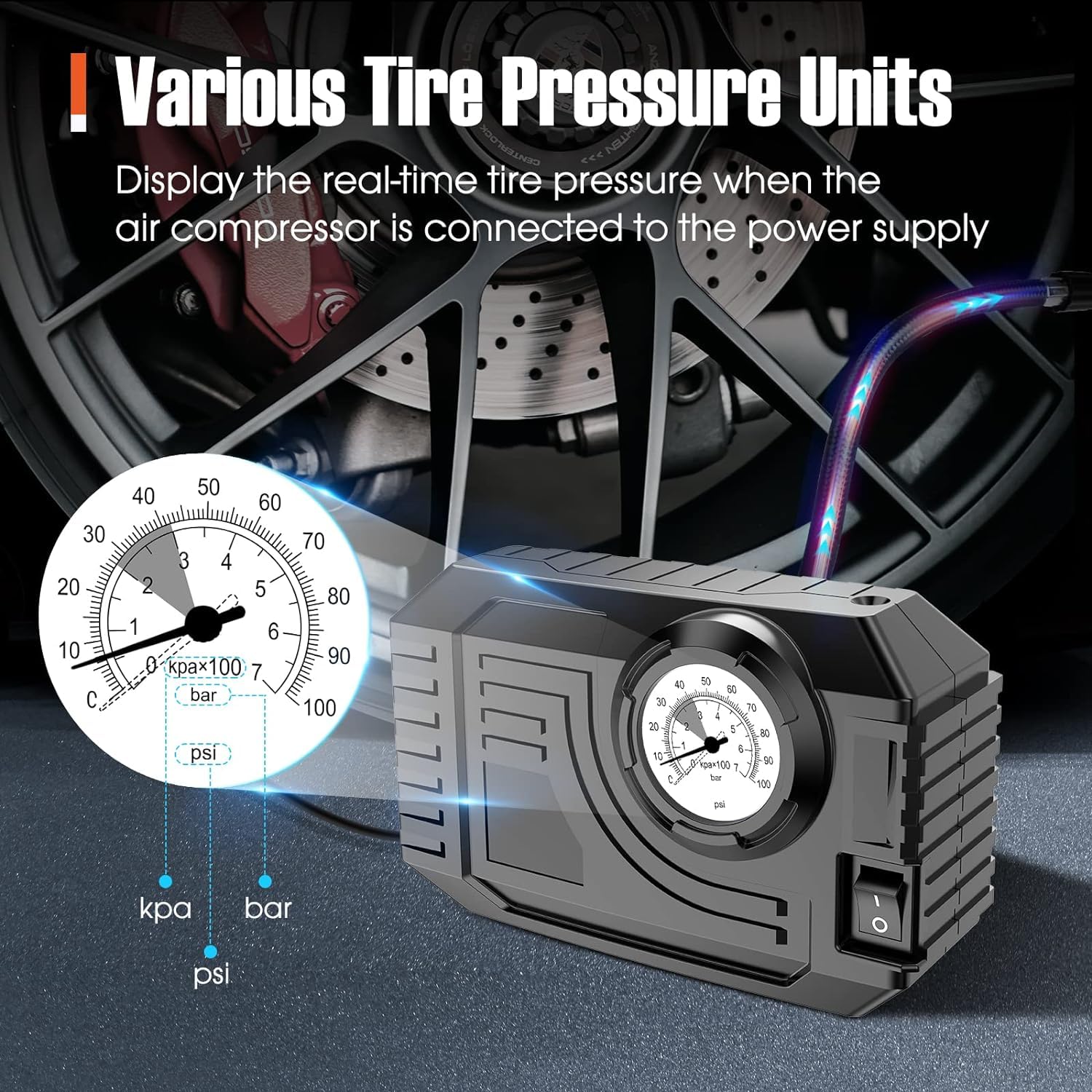 ALVENZA Portable Tire Inflator – 12V Air Compressor with Gauge | RaceVault