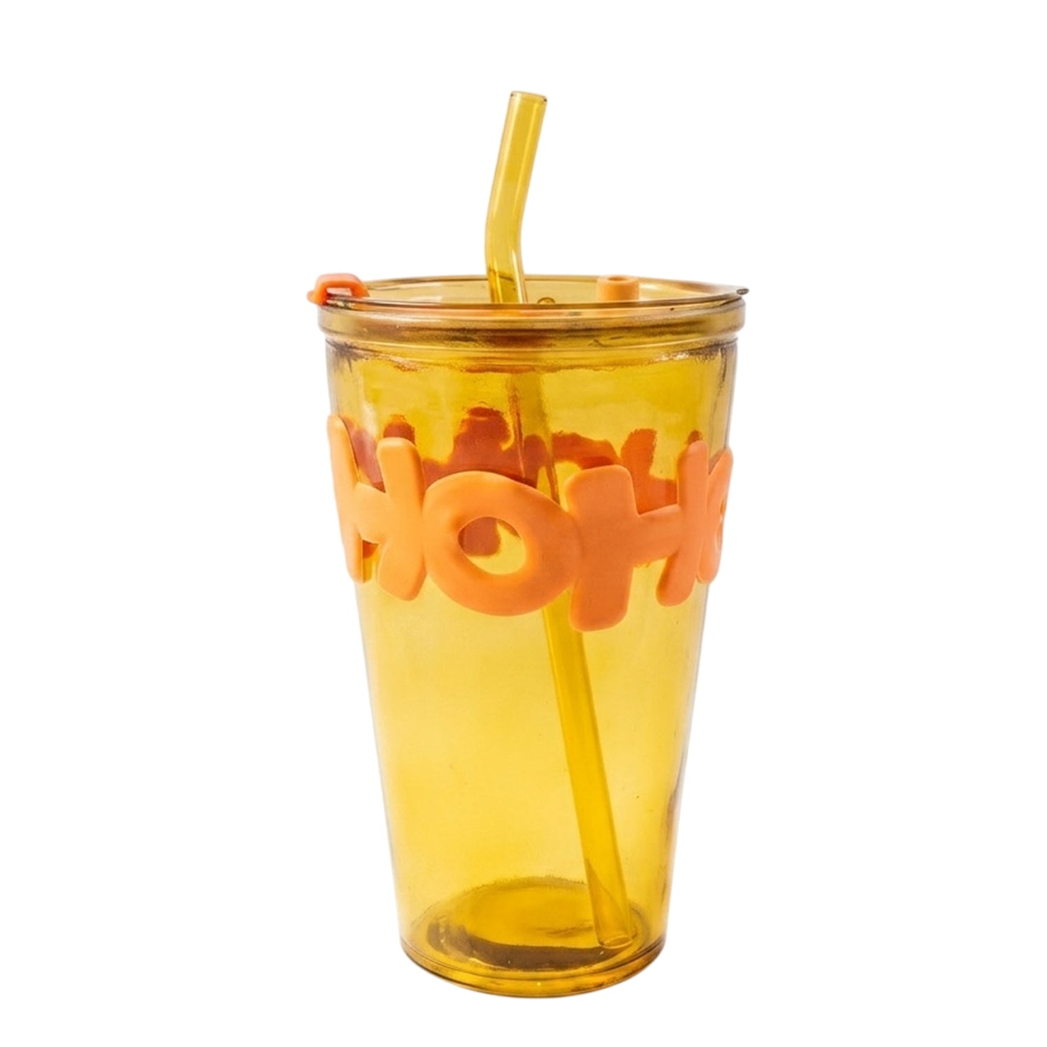 Glass Tumbler with Lid and Straw Leak-Resistant & Stylish - Back View