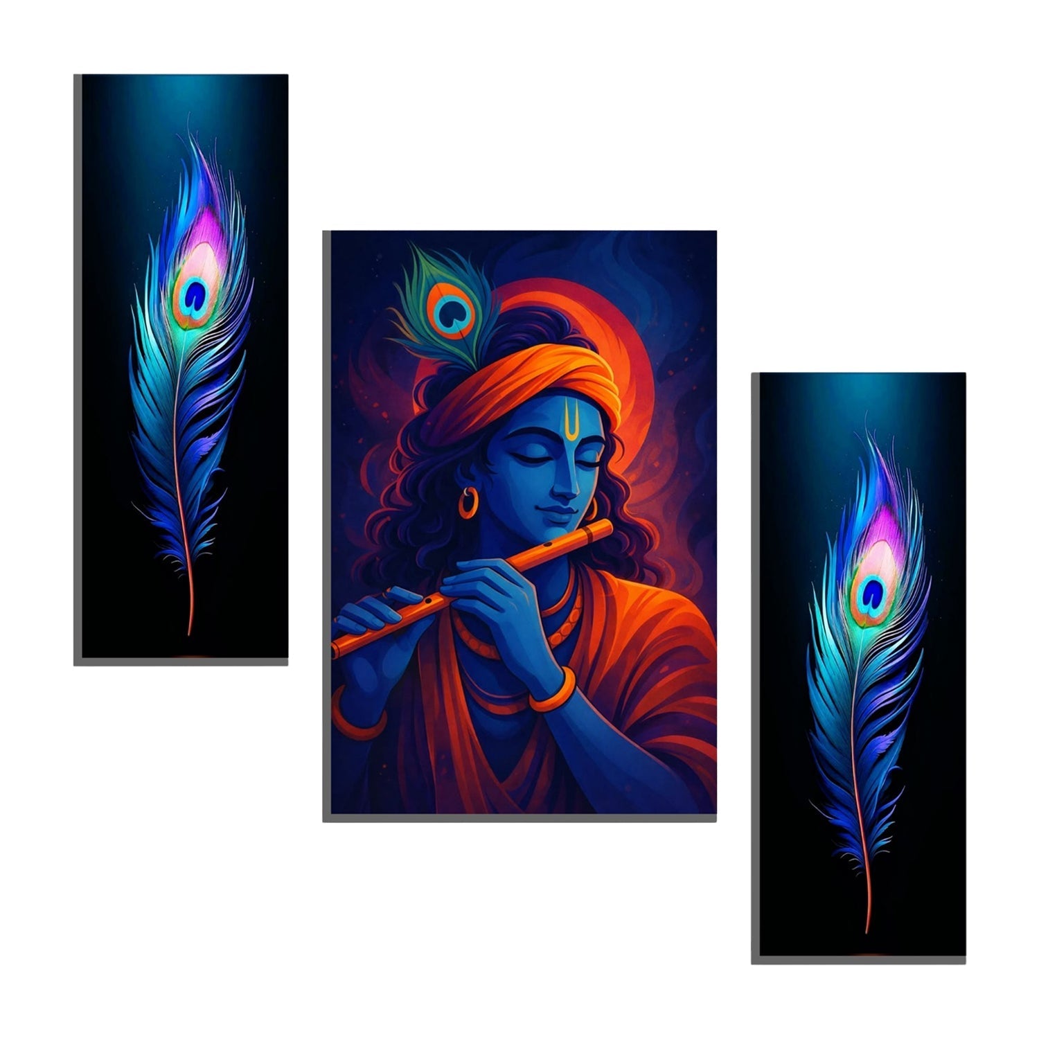 Krishna Wall Art Vibrant MDF Painting for Spiritual Dcor - Back View