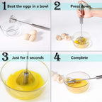 Hand Push Mixer Stainless Steel Egg Whisk & Blender | Konvex - Front View