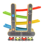 Wooden Race Track 4-Level Car Ramp Set for Toddlers | Action Legion - Detail View 5