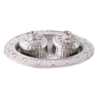 Oval Puja Thali with Kumkum Holders Traditional & Durable Design - Detail View 5