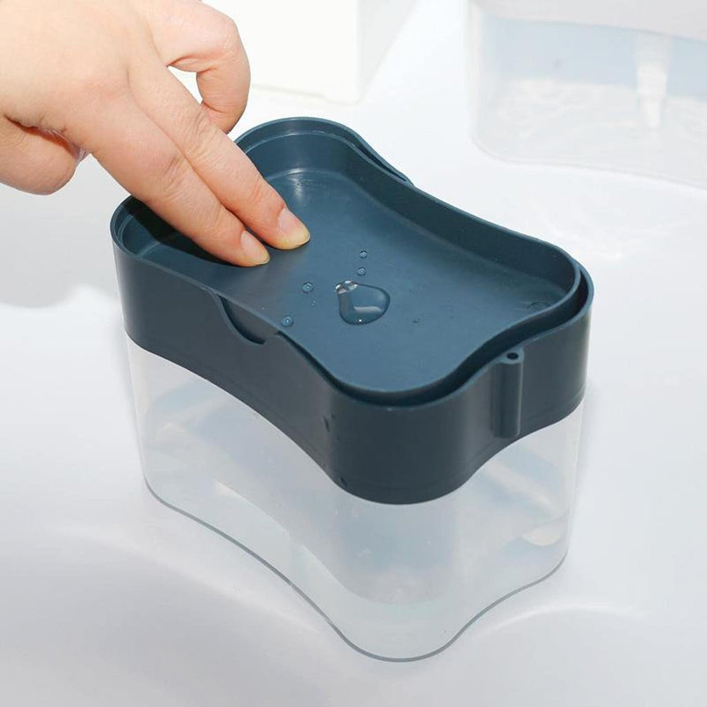 2-in-1 Soap Dispenser Built-in Scrub Holder & Organiser | Konvex - Back View