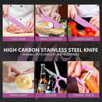 ALVENZA Chef Knife Set – 6 Pcs Stainless Steel Ceramic Coated | Quickslice