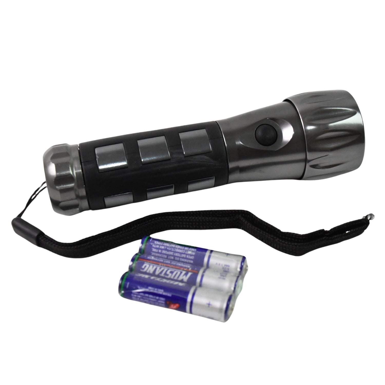 LED Hand Torch Aluminium, Rubber Grip - Back View