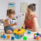 Baby Shape Sorter Toy Geometric Stacking Blocks | Little Learners - Back View