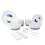 ALVENZA Plastic Dinner Set – Durable 36-Piece Blue Floral Design