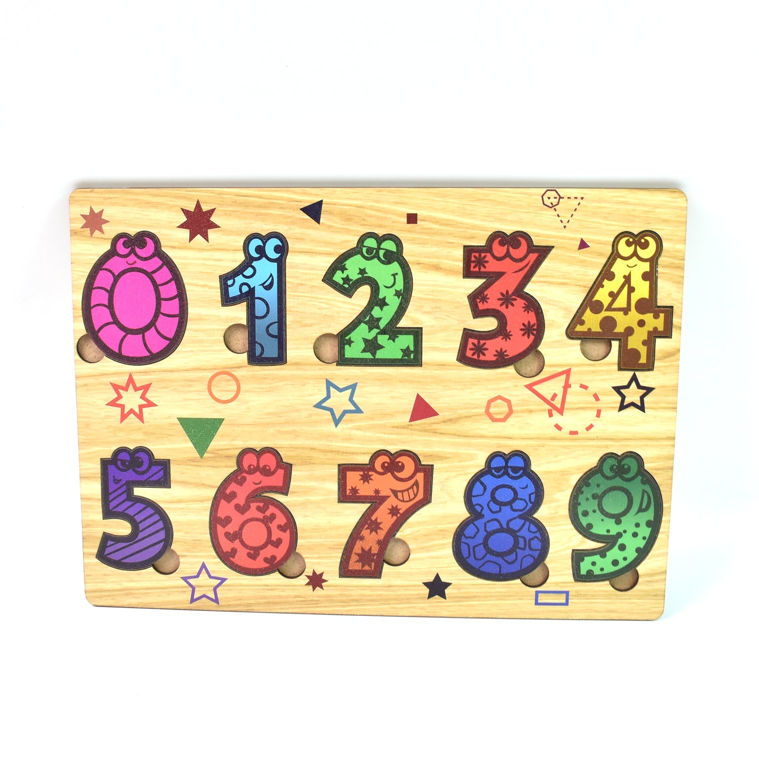 Wooden Number Puzzle Early Learning Board | Inventive Play - Back View