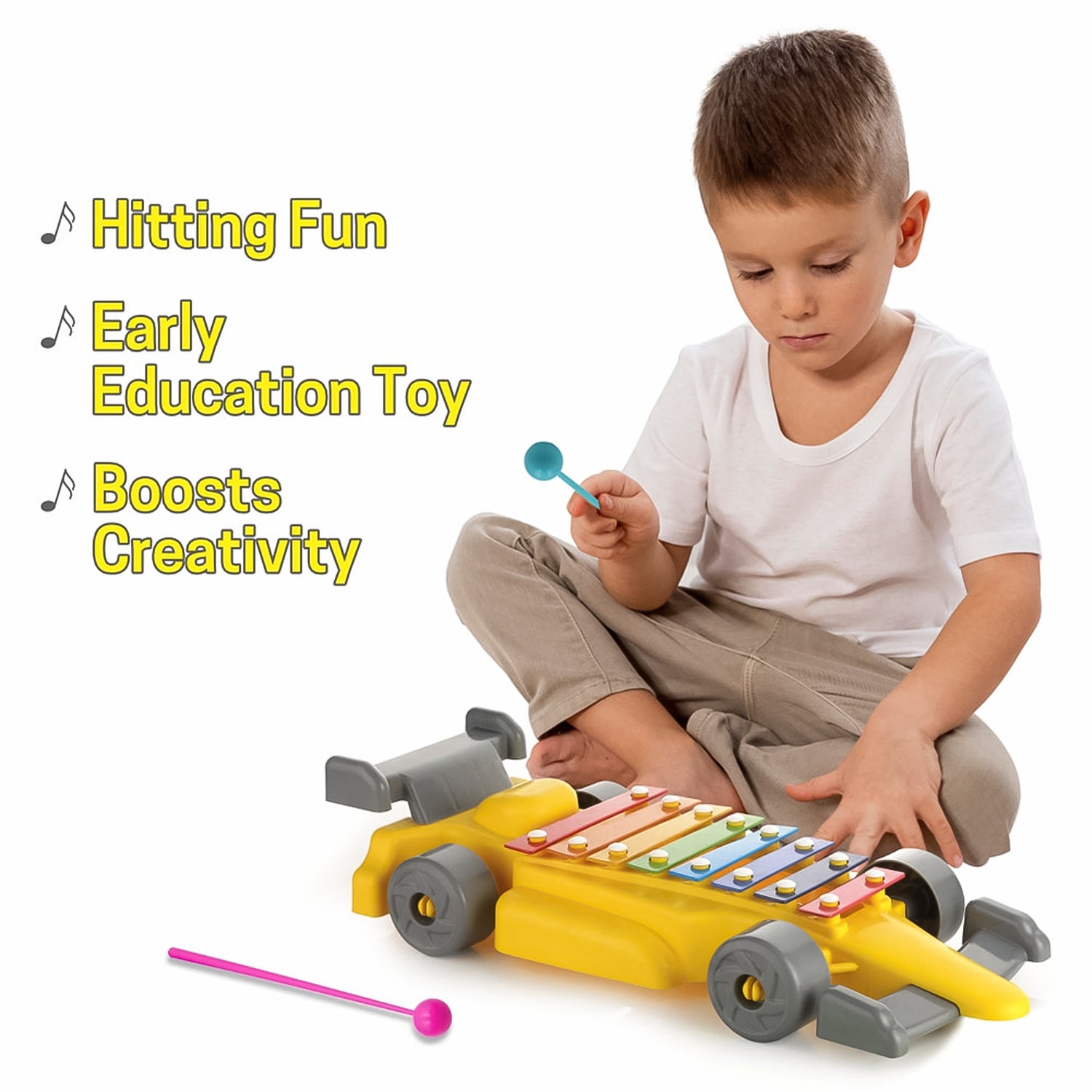 Kids Musical Car Xylophone 8-Key Plastic Instrument | Aditi - Front View