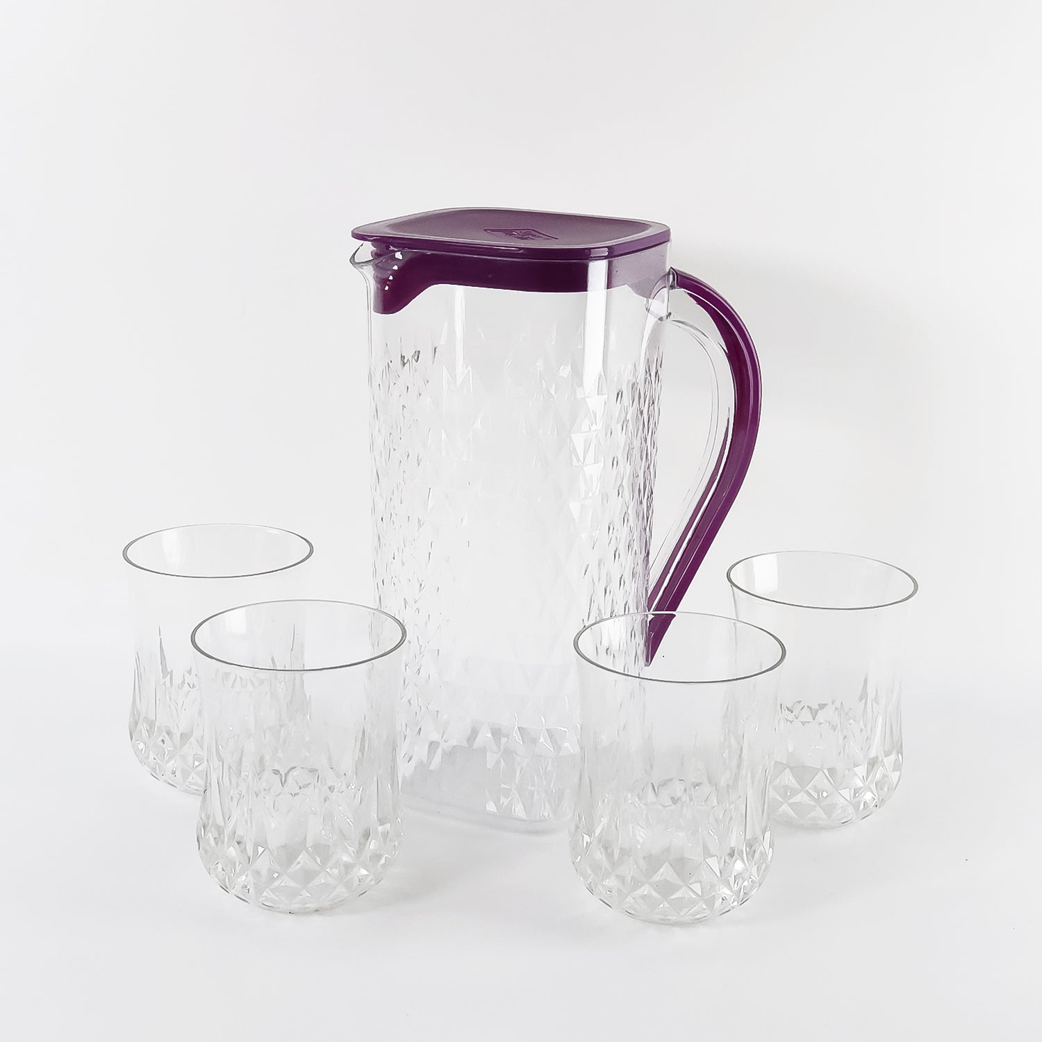 ALVENZA Plastic Jug with Glasses Combo – 5-Piece BPA-Free Serving Set