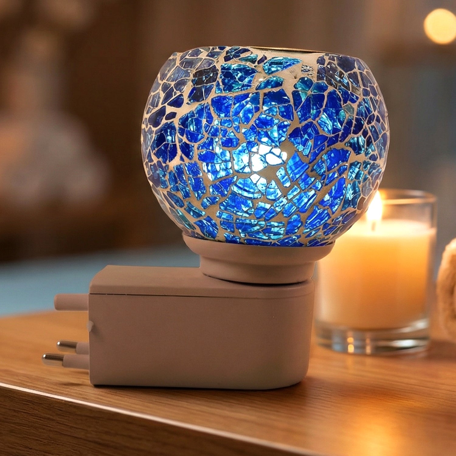Mosaic Glass Night Lamp – Decorative Warm Glow Plug-in Light