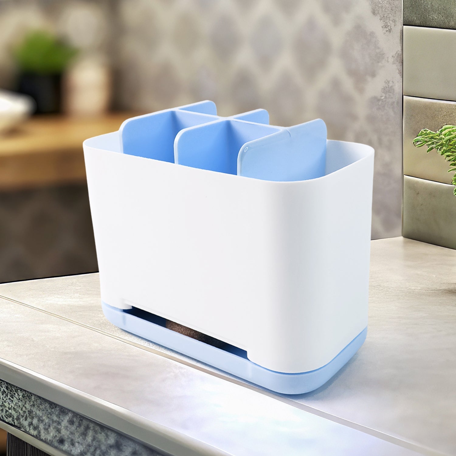 Toothbrush Holder Stand 6-Compartment Plastic Caddy | BrushedUp - Detail View 6