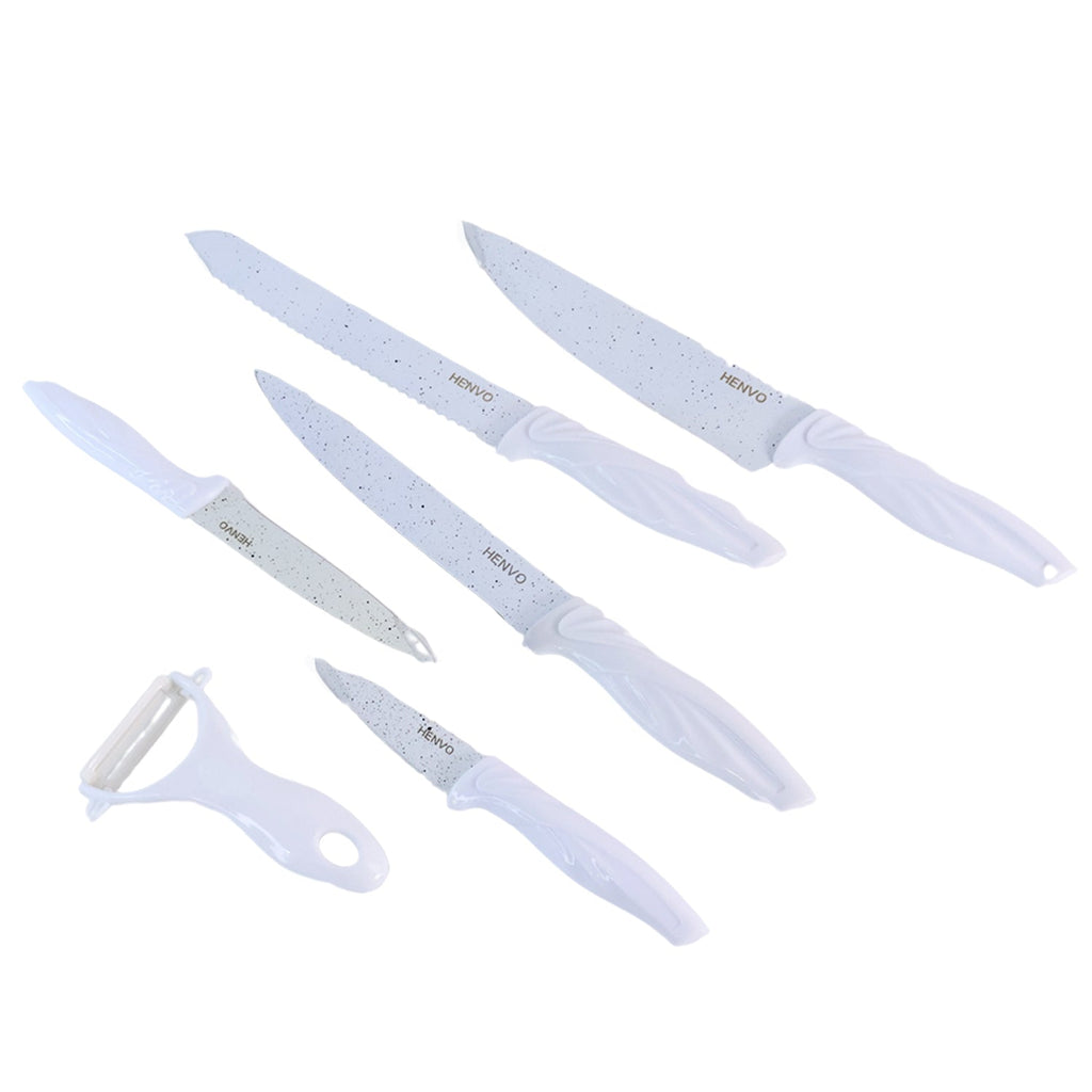 ALVENZA Marble Coated Kitchen Knife Set – 6-Piece Sharp & Stylish