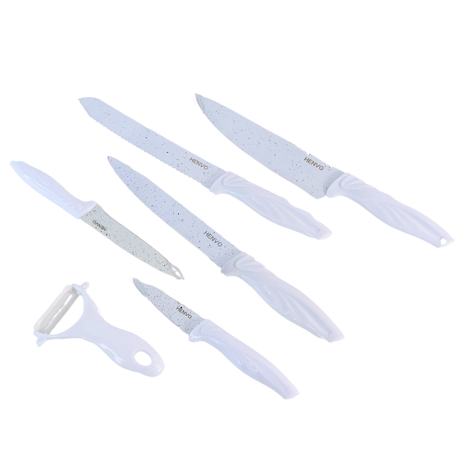 ALVENZA Marble Coated Kitchen Knife Set – 6-Piece Sharp & Stylish