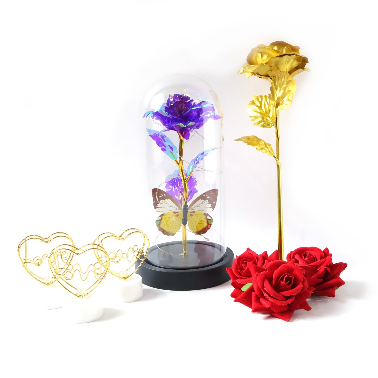 ALVENZA Glass Dome Rose Romantic Gift Set – Elegant LED Décor