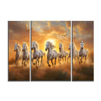 Horses Sunset Wall Art Vibrant 3-Panel MDF Canvas for Home Decor - Back View