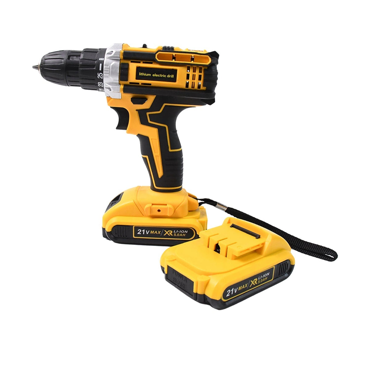 Cordless Drill Set 21V Lithium Double Battery Kit - Detail View 5