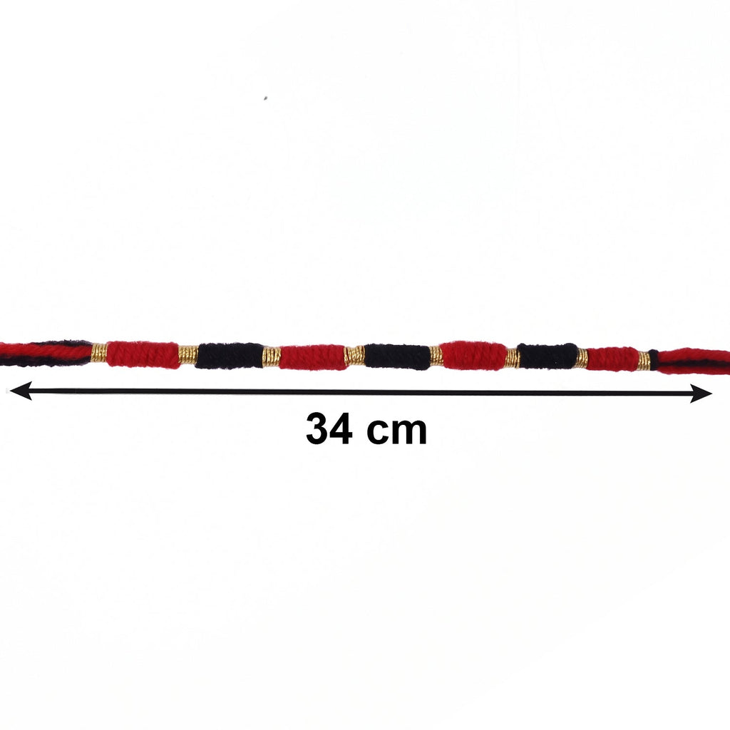 Handmade Rakhi Traditional Beaded Thread with Golden Accents - Detail View 6