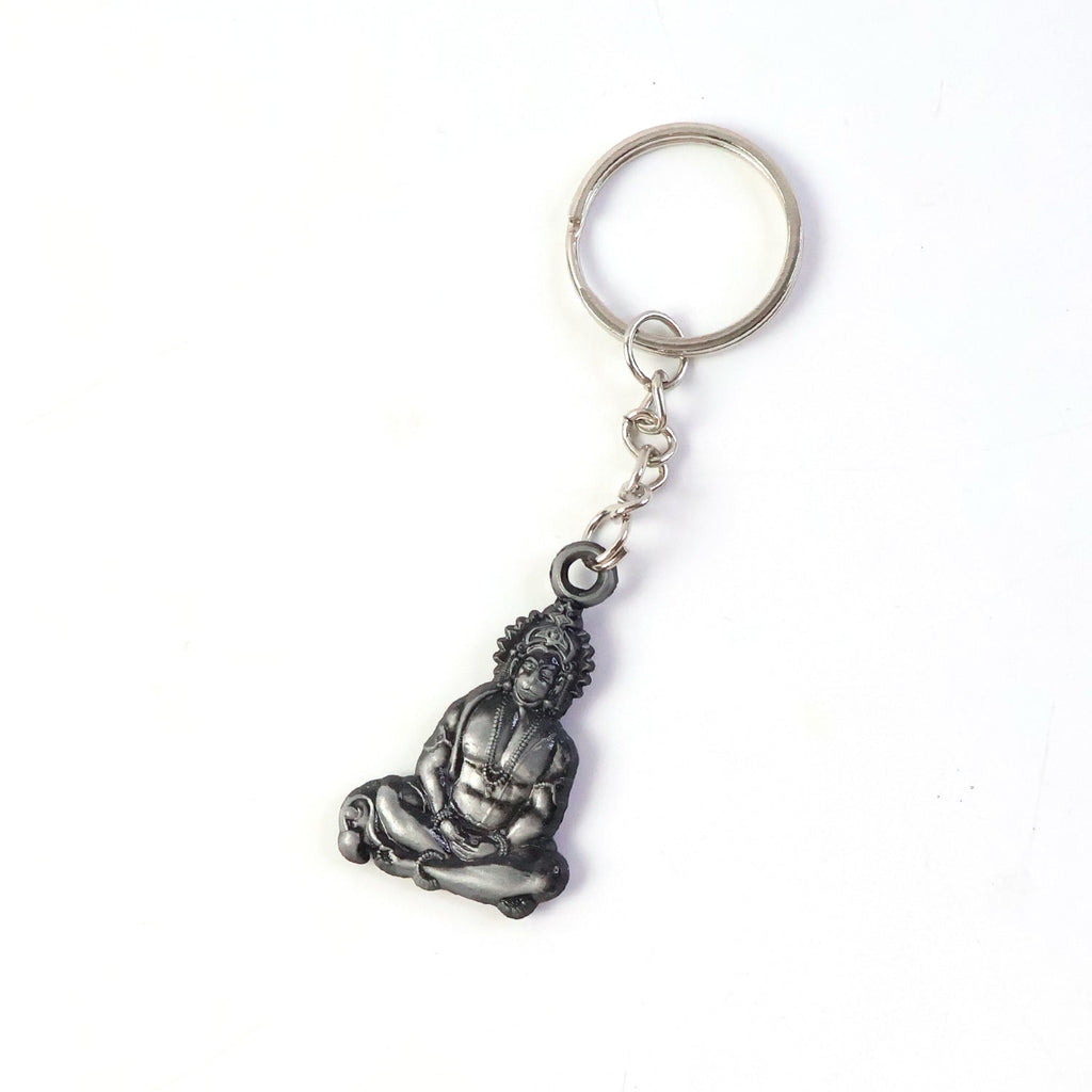 ALVENZA Hanuman Ji Sitting Pose Metal Keychain – Durable Spiritual Key Ring