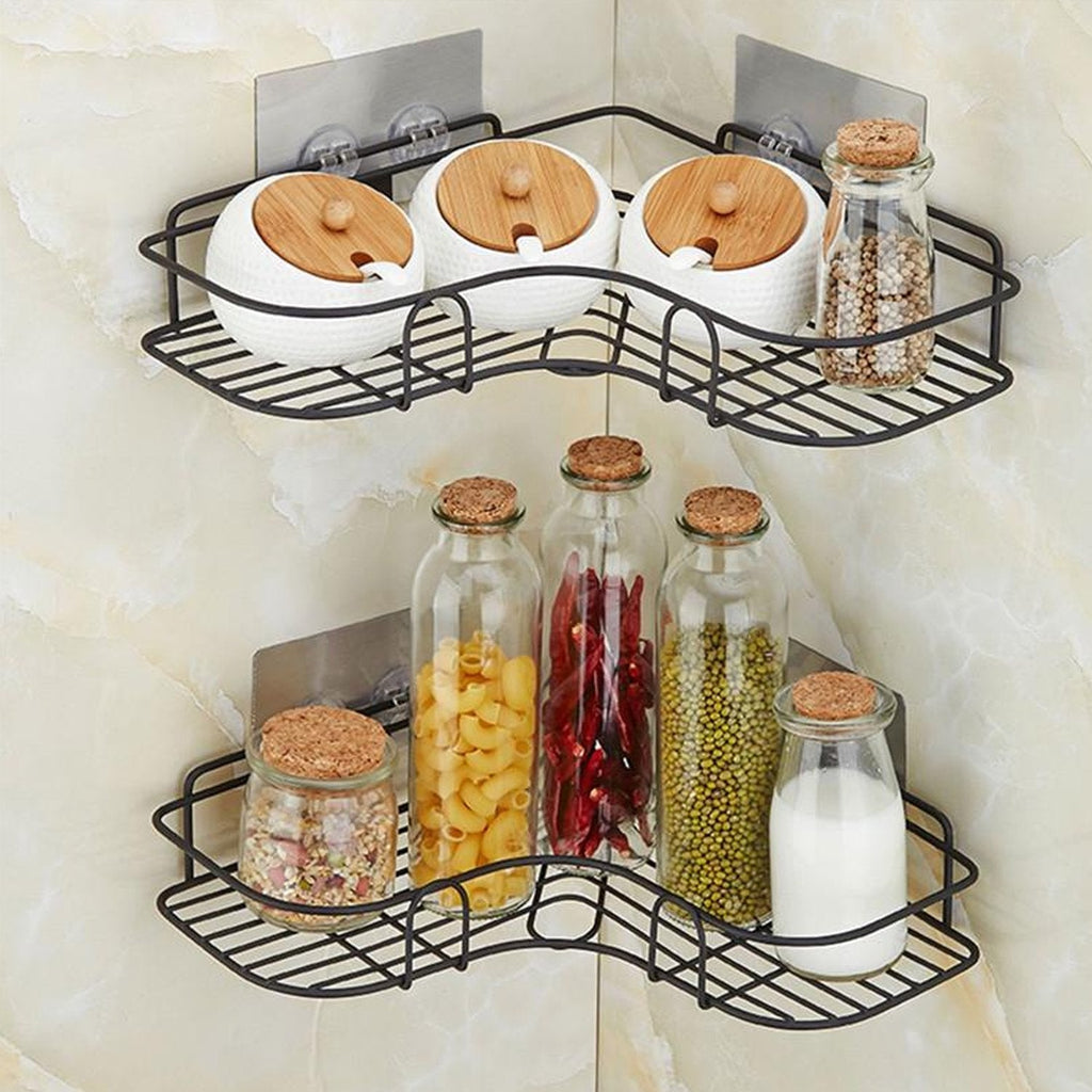 ALVENZA Corner Shelf Organiser – Stainless Steel Self-Adhesive | Bathora