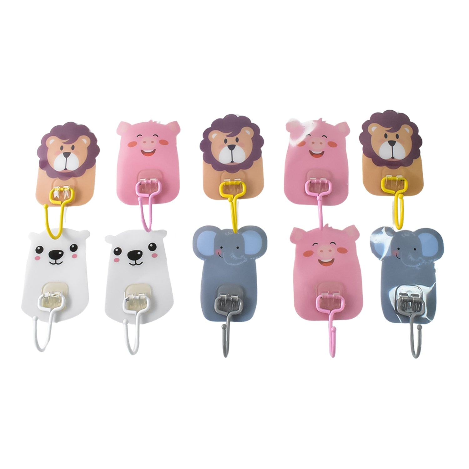 Wall Mounted Cartoon Hooks Self-Adhesive, Kid-Friendly Design - Back View