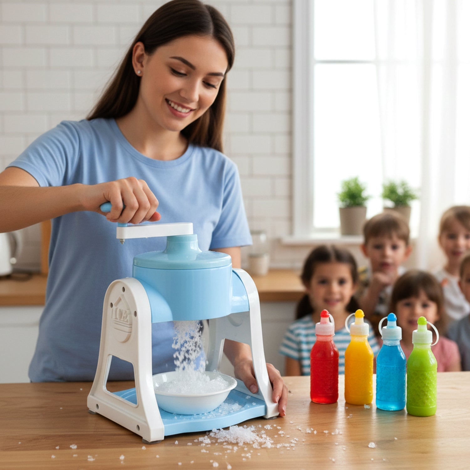 ALVENZA Manual Ice Gola Maker – Portable Blue Ice Slush Machine