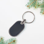 ALVENZA Oval Metal Keychain – Elegant Black & Silver Finish for Stylish Key Organization