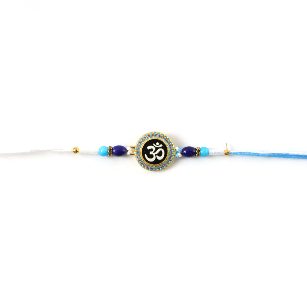 ALVENZA Om Symbol Rakhi – Elegant Beaded Design for Raksha Bandhan