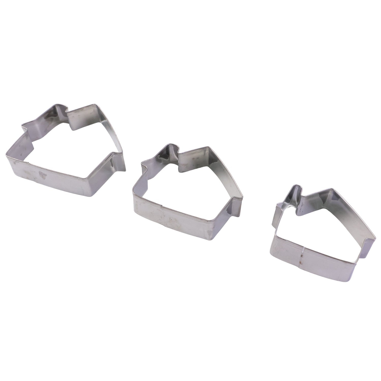 Stainless Steel House Shape Cookie Cutter Set 3 Durable Baking Molds - Back View