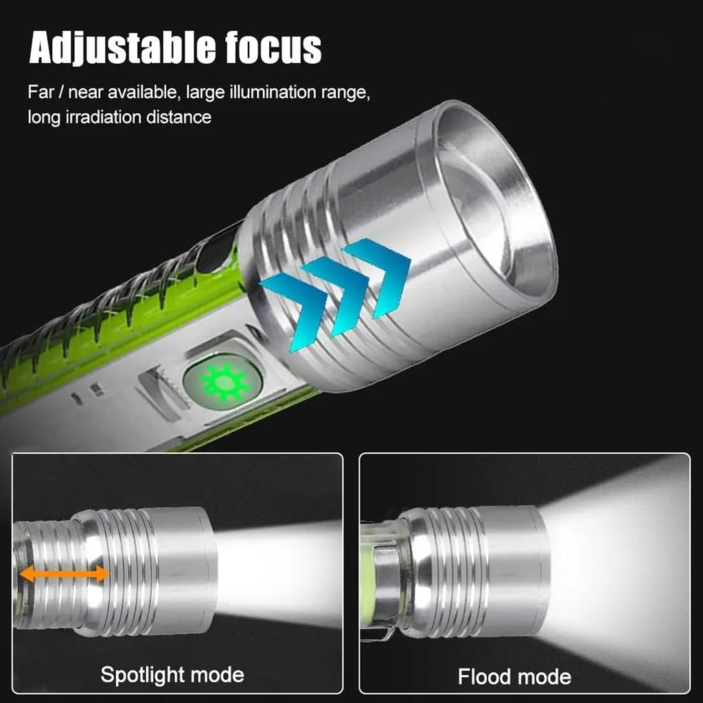 ALVENZA Rechargeable Flashlight – USB Mini LED Torch with Zoom | Poravar