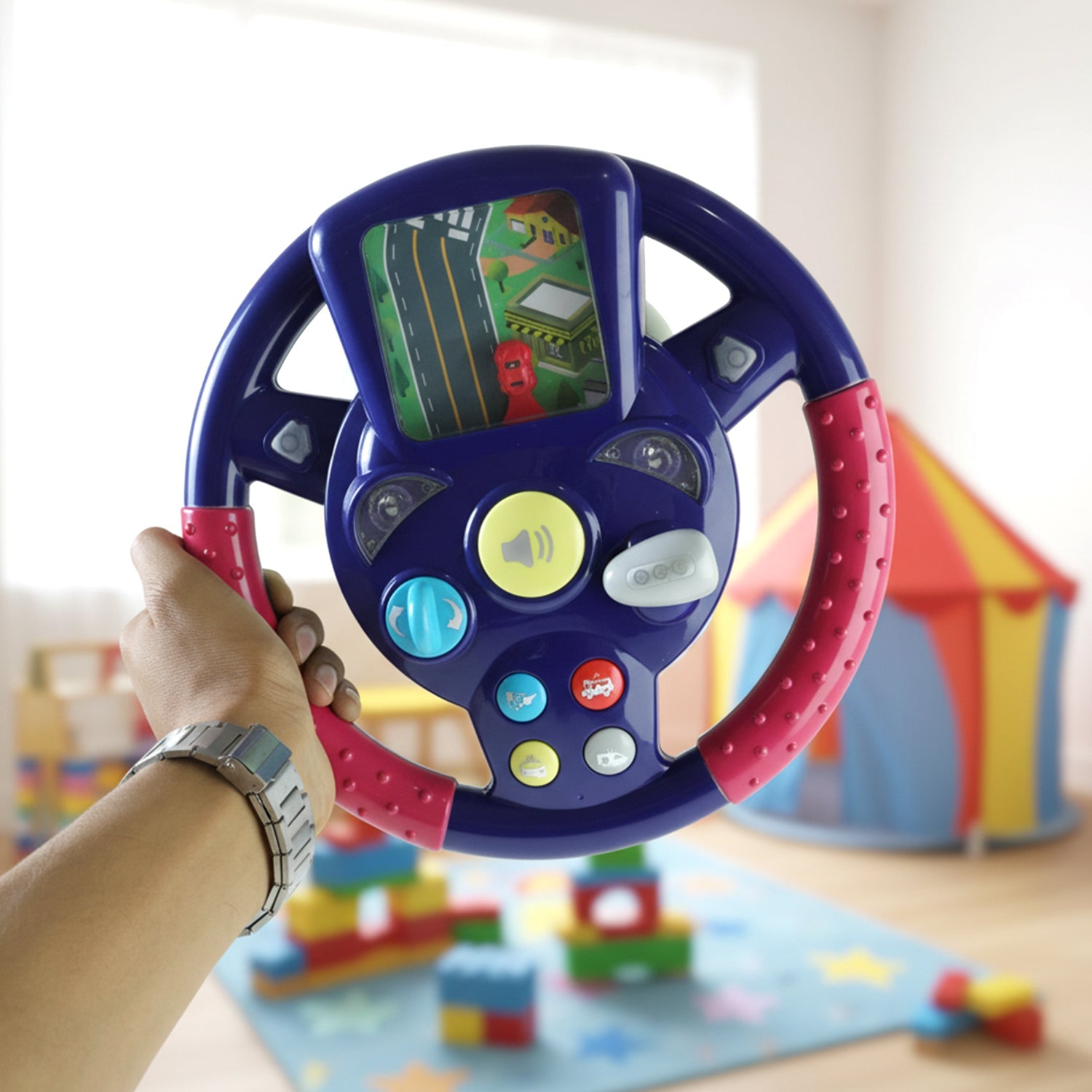 ALVENZA Musical Steering Wheel Toy – Interactive Sound & Light for Toddlers