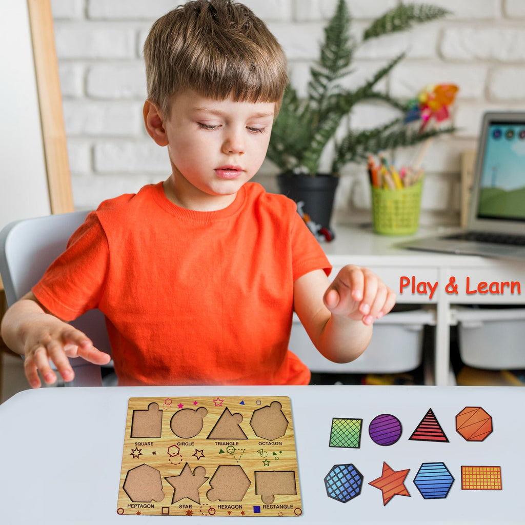 Wooden Triangle Puzzle Educational Toy for Kids | Inventive Play - Back View
