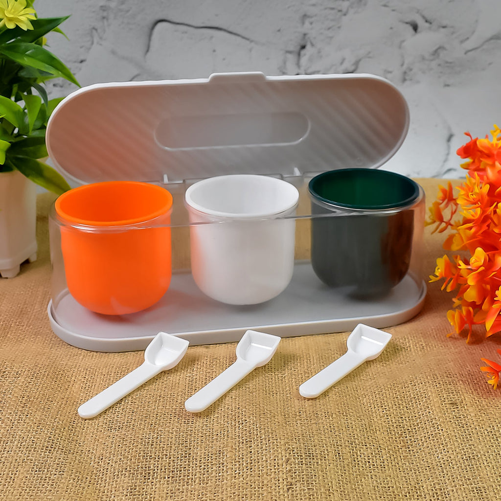 Spice Box 3-Grid Masala Storage with Spoons | Tidy Table