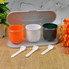 Spice Box 3-Grid Masala Storage with Spoons | Tidy Table