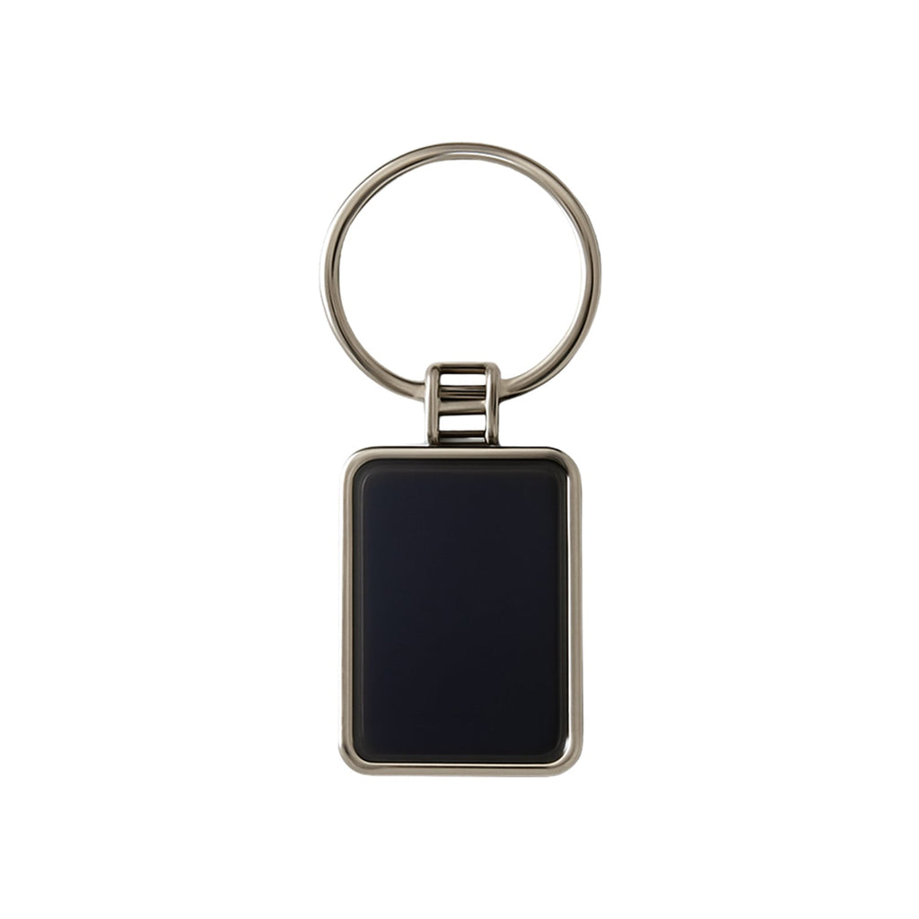 ALVENZA Rectangular Metal Keychain – Premium Black & Silver Design