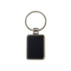 ALVENZA Rectangular Metal Keychain – Premium Black & Silver Design