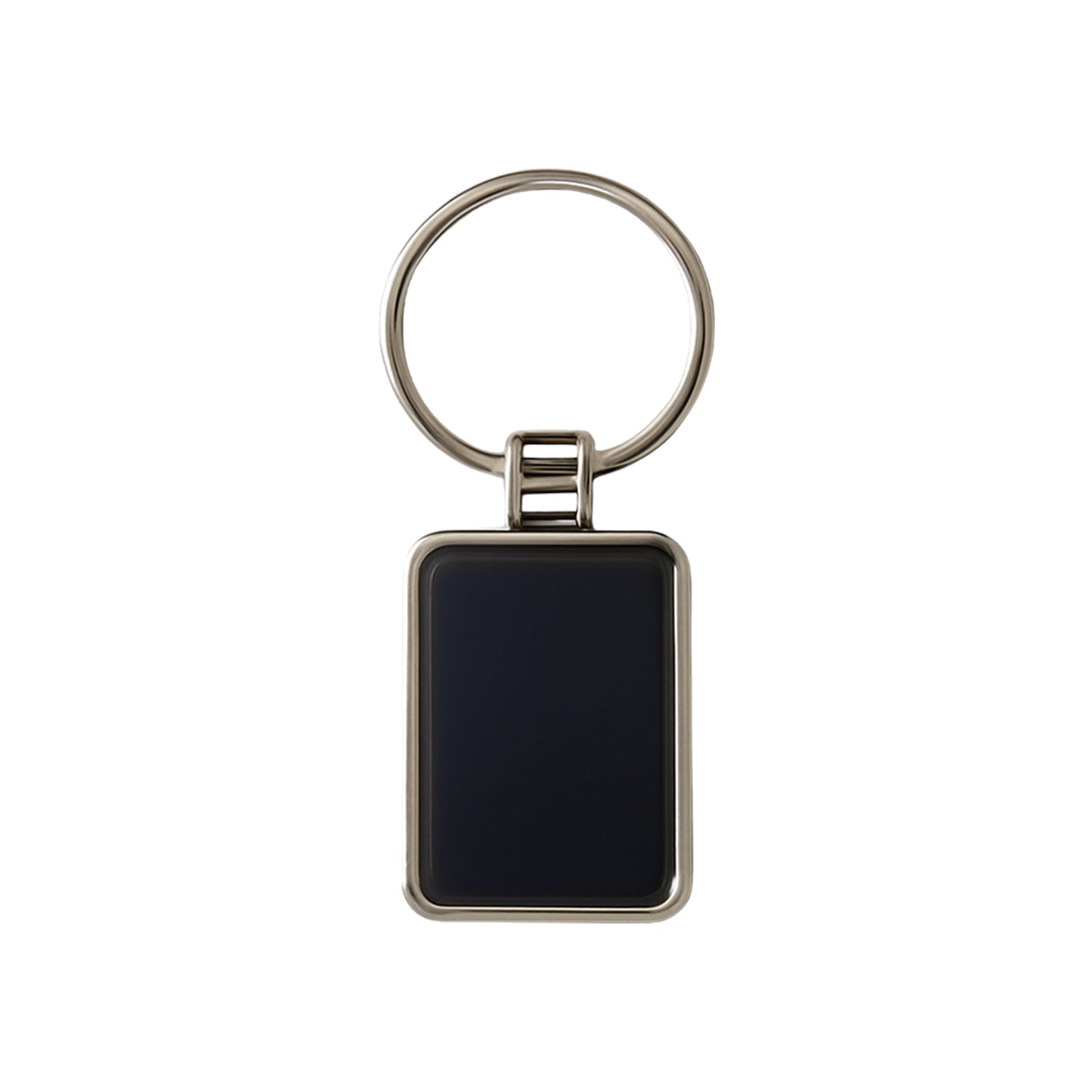 ALVENZA Rectangular Metal Keychain – Premium Black & Silver Design