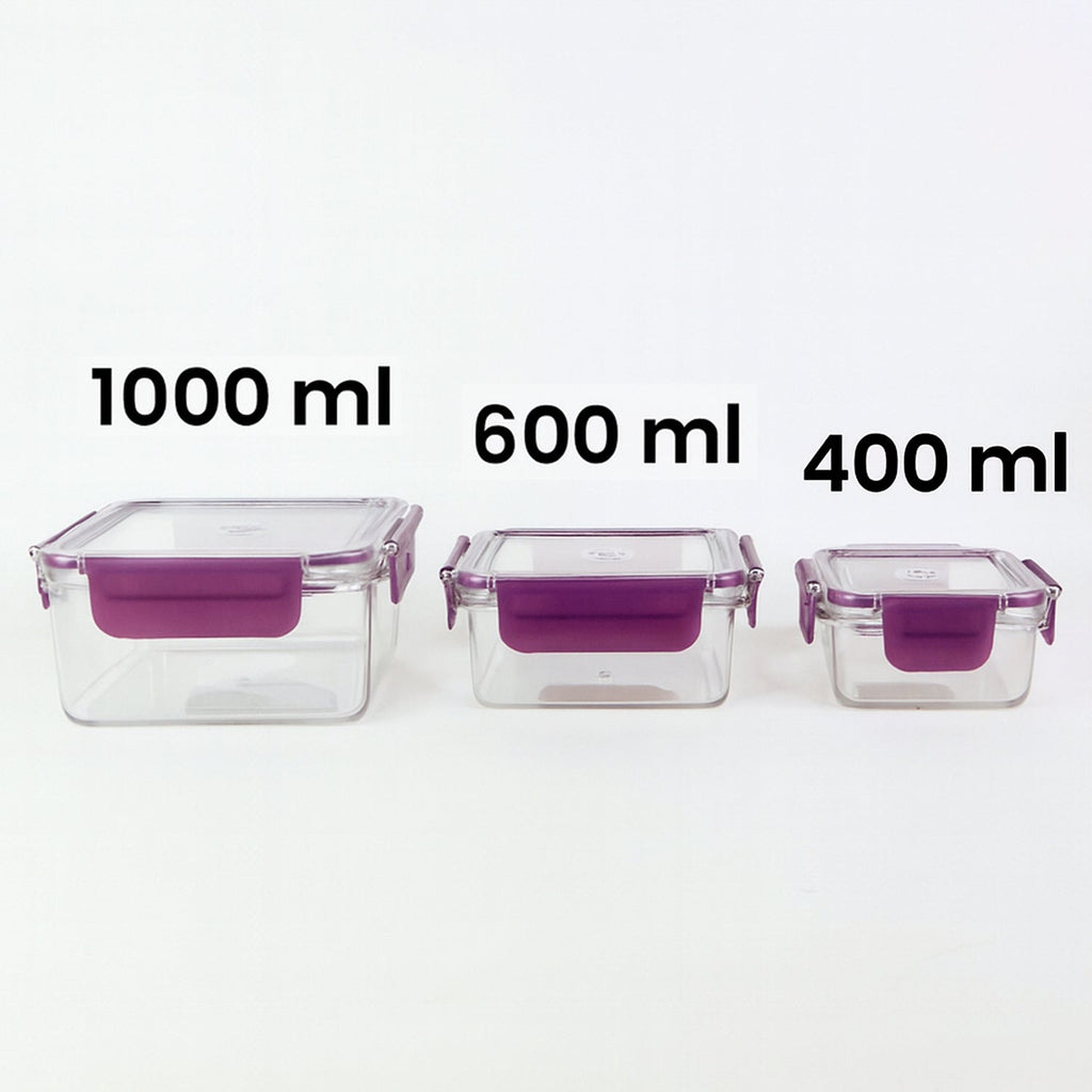 ALVENZA Airtight Square Food Storage Containers – Leakproof 3-Pc Set