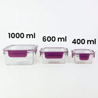 ALVENZA Airtight Square Food Storage Containers – Leakproof 3-Pc Set