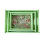 Serving Tray Set Elegant Floral Design with Side Handles - Detail View 5
