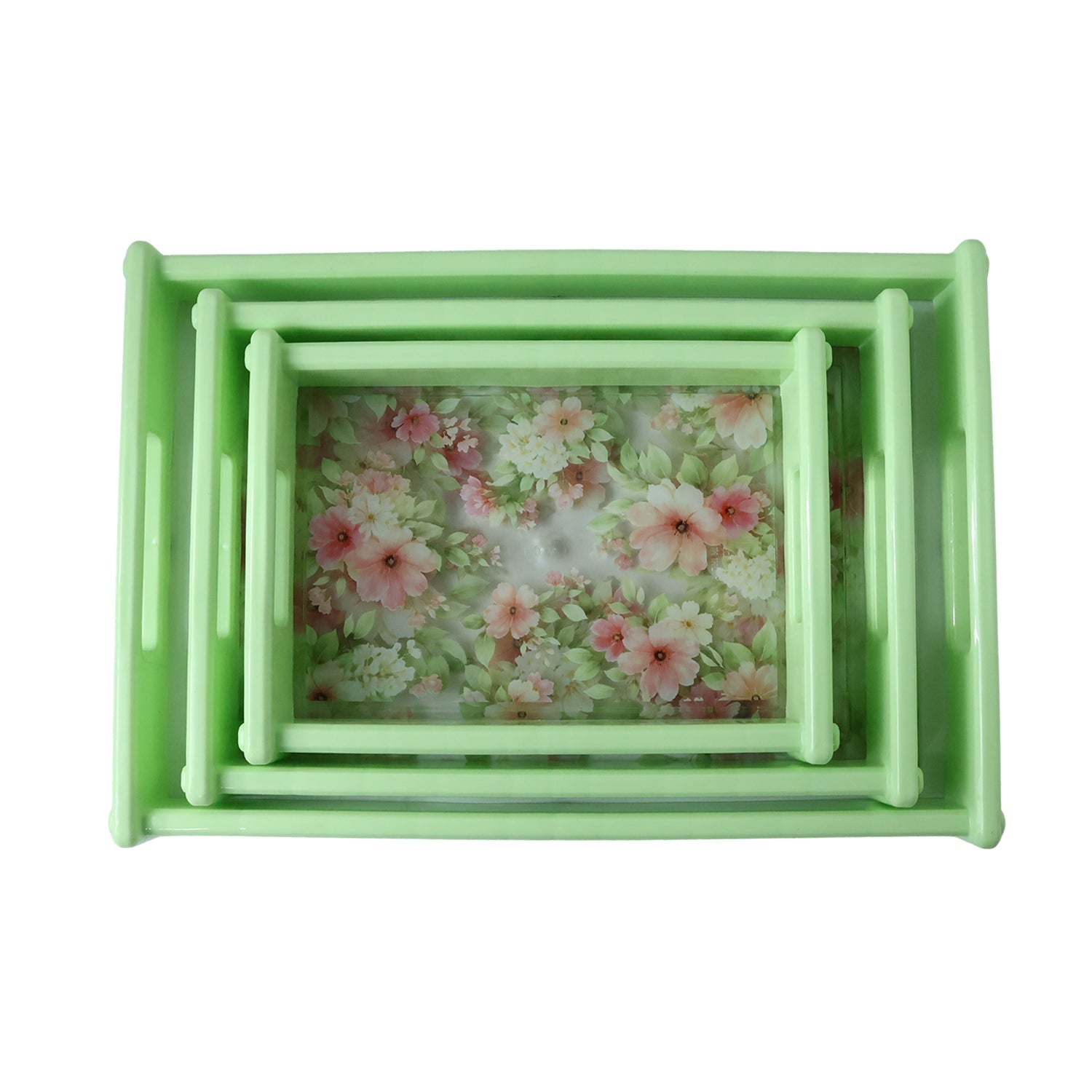 Serving Tray Set Elegant Floral Design with Side Handles - Detail View 5