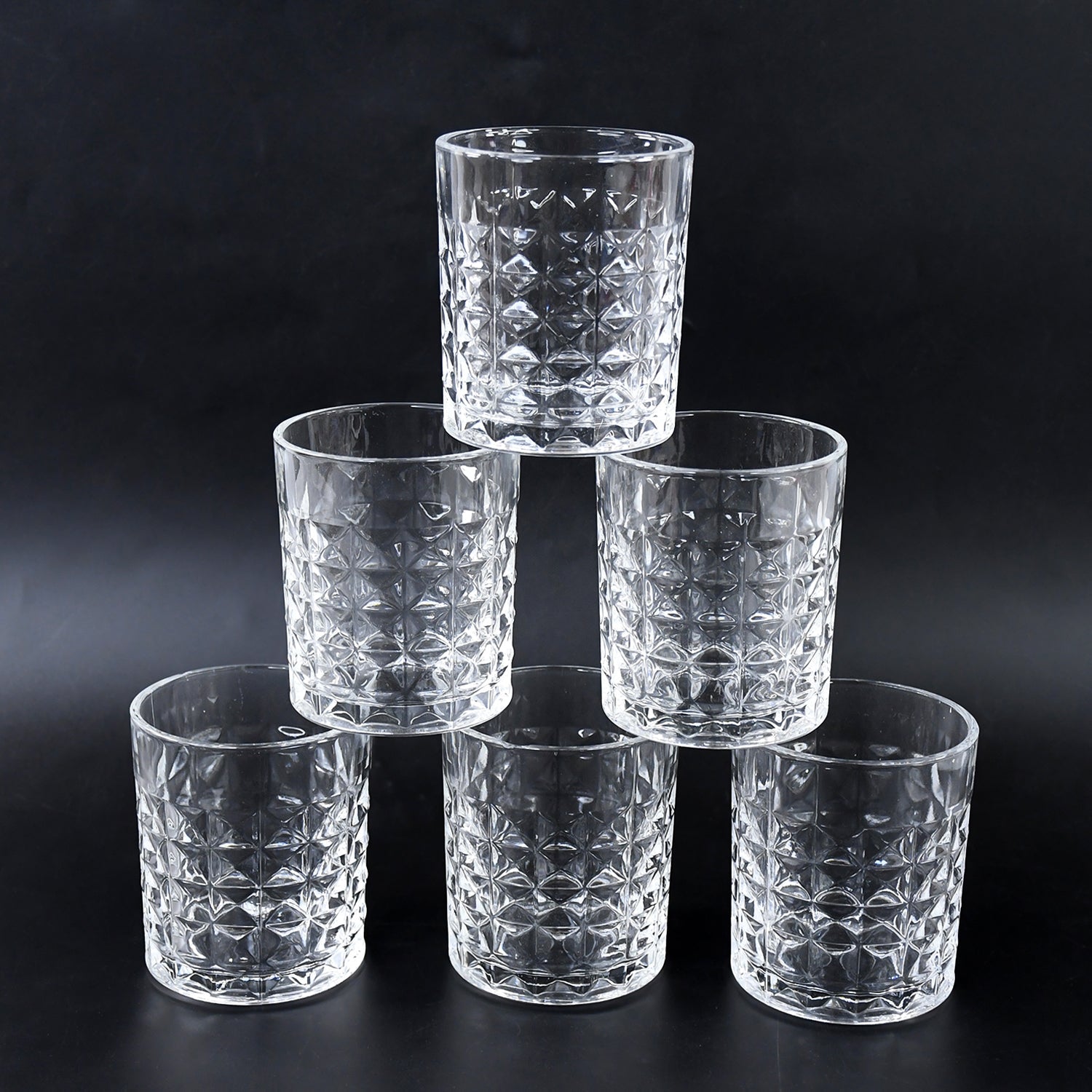 ALVENZA Glass Tumbler Set – Diamond-Cut 6 Pc Elegant Drinking Glasses | Serve Stellar