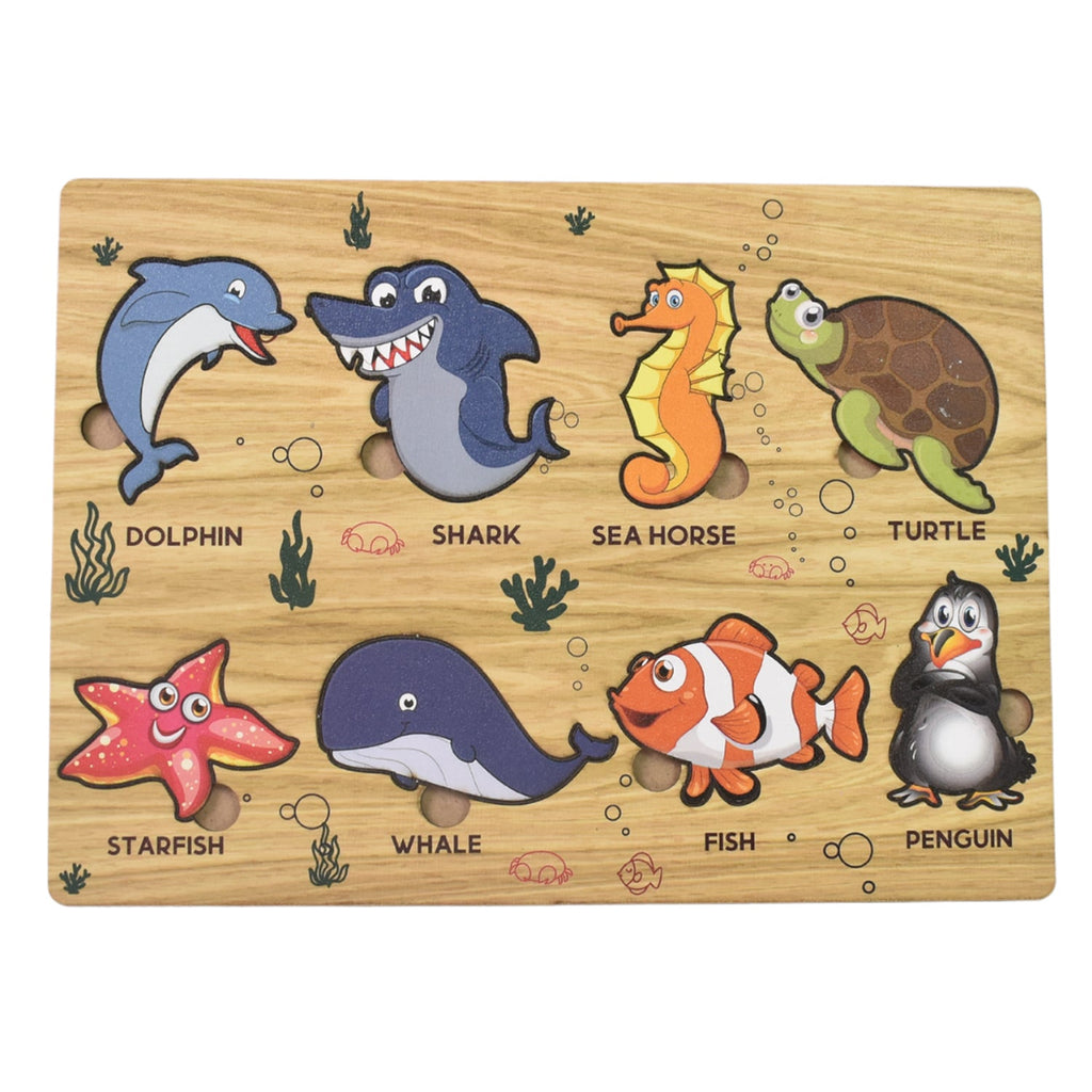 Wooden Sea Animal Puzzle Educational Toy for Kids | Inventive Play - Detail View 5