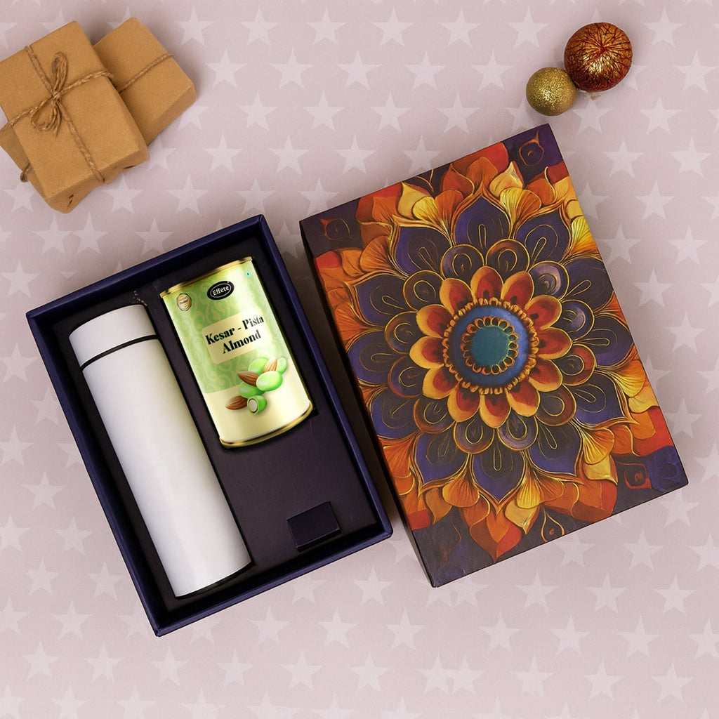 ALVENZA Kesar Pista Gift Hamper – Custom Stainless Steel Bottle Set